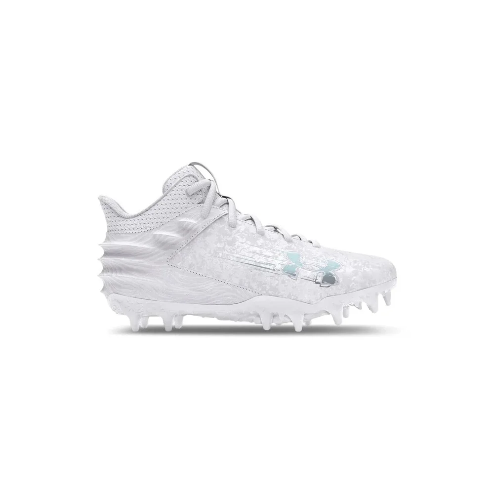 Under Armour Blur Smoke Suede MC 3027976-100 Boys White Football Cleats GBNC1576